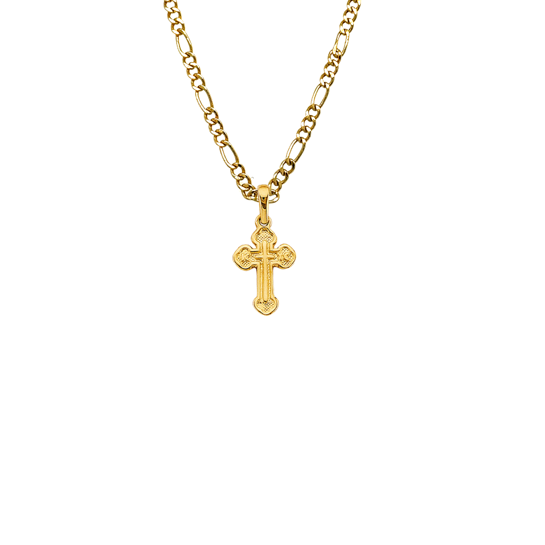14k Gold Cross Pendant with Solid Chain - LE-2733 — MyBabyGold