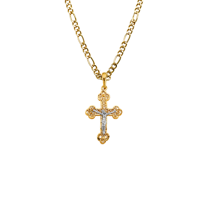 14k Gold Jesus Cross Pendant with Solid Chain LE-2925 — MyBabyGold
