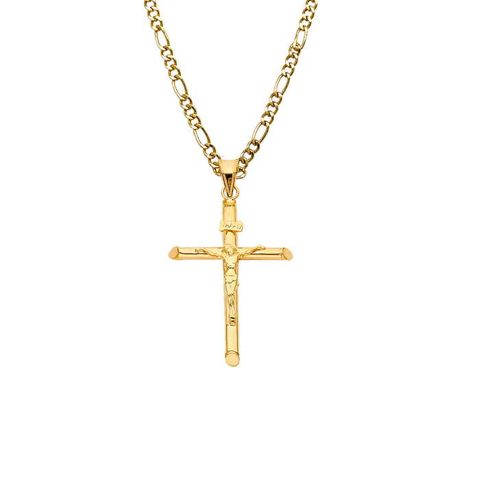 Alex And Elsa 14K Solid Gold XSmall Jesus Cross Pendant – 0.7