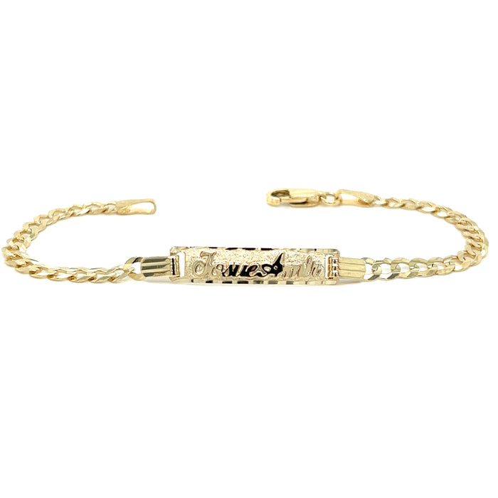 Amazon.com: 14k Yellow Gold ID Bracelet Engravable Identification Name Bar  Tag - with Secure Lobster Lock Clasp 7