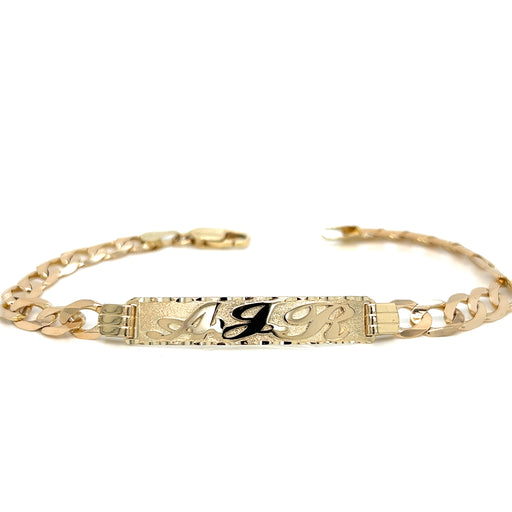 14k Gold Men's Solid 7mm Cuban Link ID Bracelet with Custom Gold