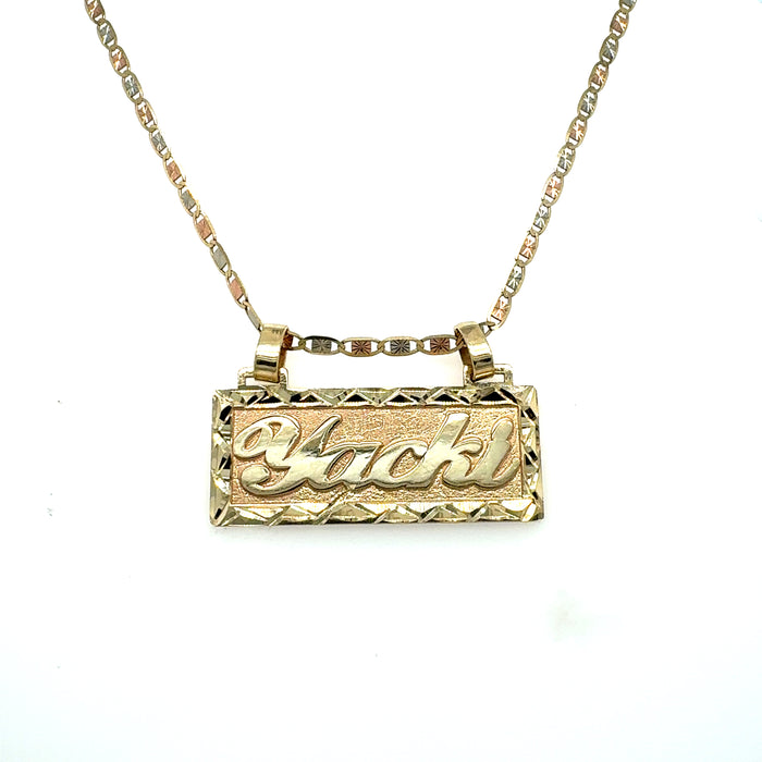 Name Plate Necklace Gold 14k Size Name Plate Necklace Gold 14k One