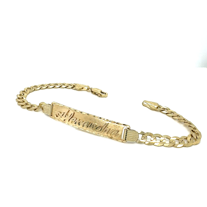 14k Gold Men's 6mm Solid Cuban Link ID Bracelet with Custom Gold Name Plate - LE-0222