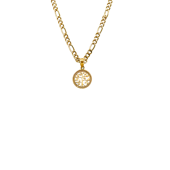 14k Gold Family Tree of Life Pendant with Solid Chain - LE-2705