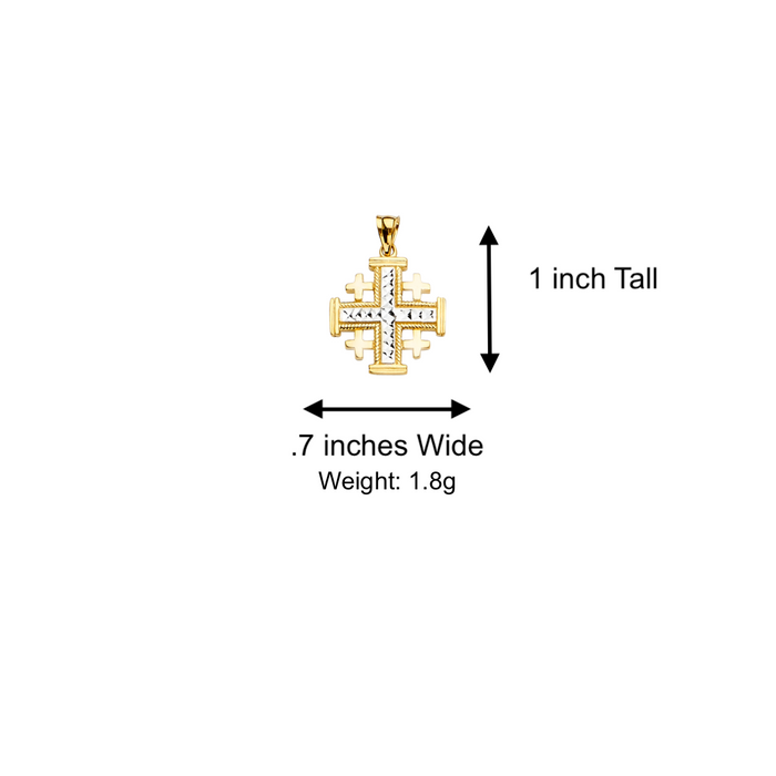 14k Gold Emerald Design Cross Pendant with Solid Chain - LE-2209