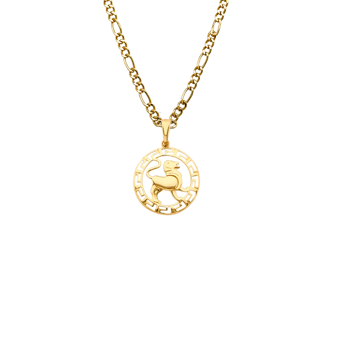 14k Leo Zodiac Sign Gold Pendant with Solid Chain - LE-3036