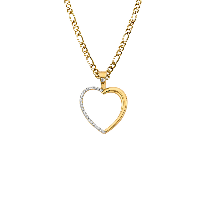 14k Gold Heart Gemstone Pendant with Solid Chain - LE-3130