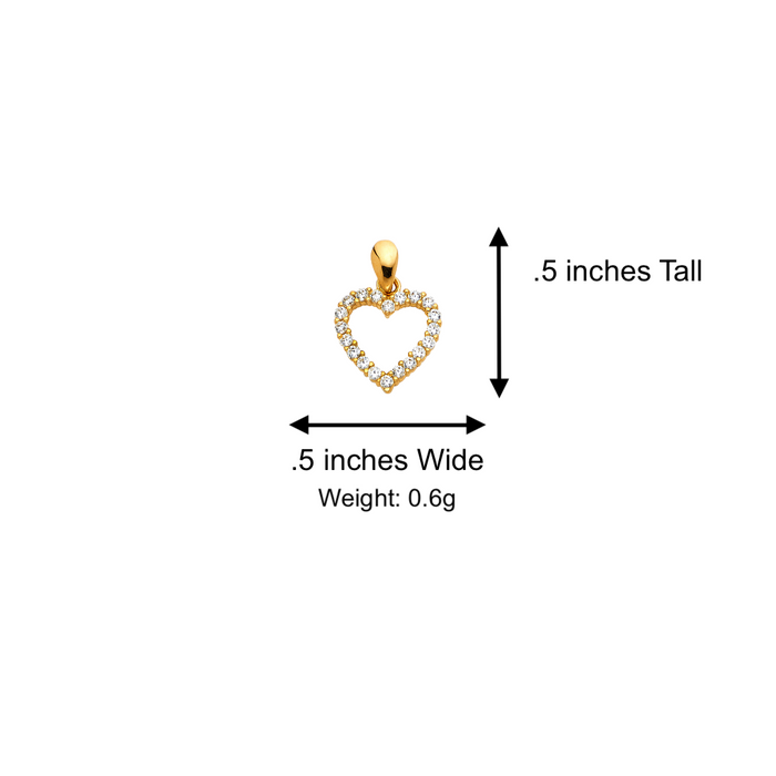 14k Gold Gemstone Heart Pendant with Solid Chain - LE-0585