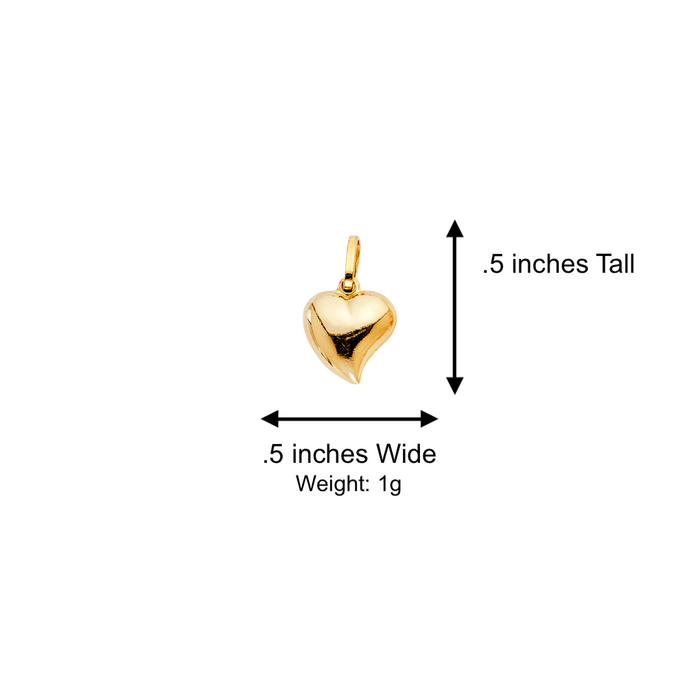 14k Gold Hollow Heart Pendant with Solid Chain - LE-0449