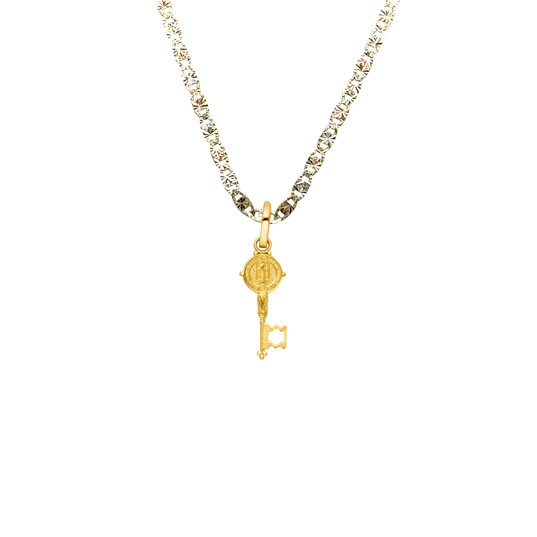 14k San Benito Small Gold Key Pendant with Solid Chain - LE-0831