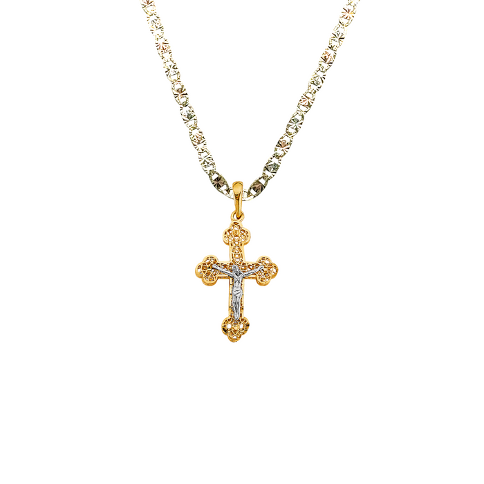 14k Gold Jesus Cross Pendant with Solid Chain LE-2925 — MyBabyGold
