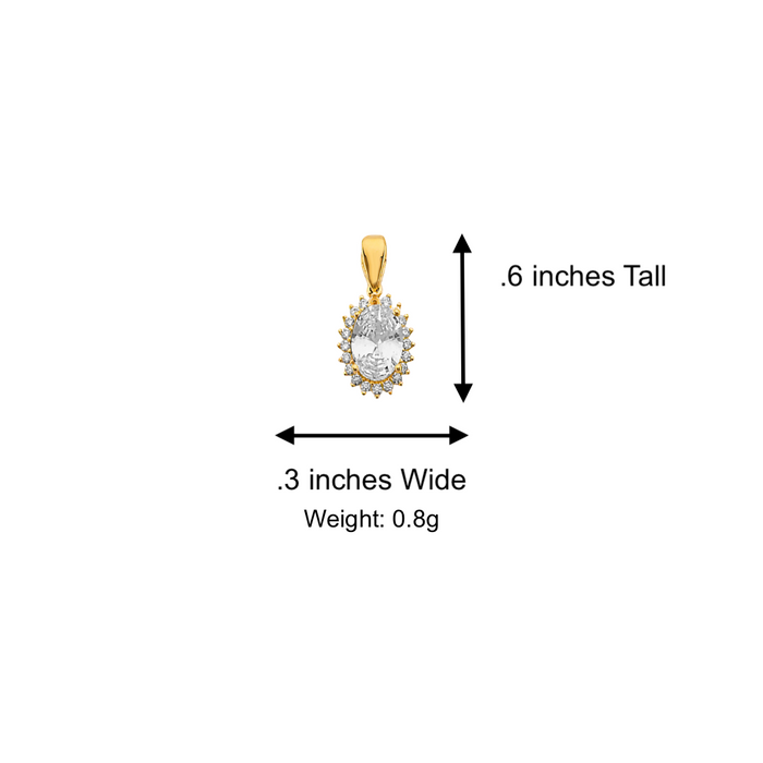 14k Gold April Oval Birthstone Gemstone Pendant with Solid Chain - LE-3037-04