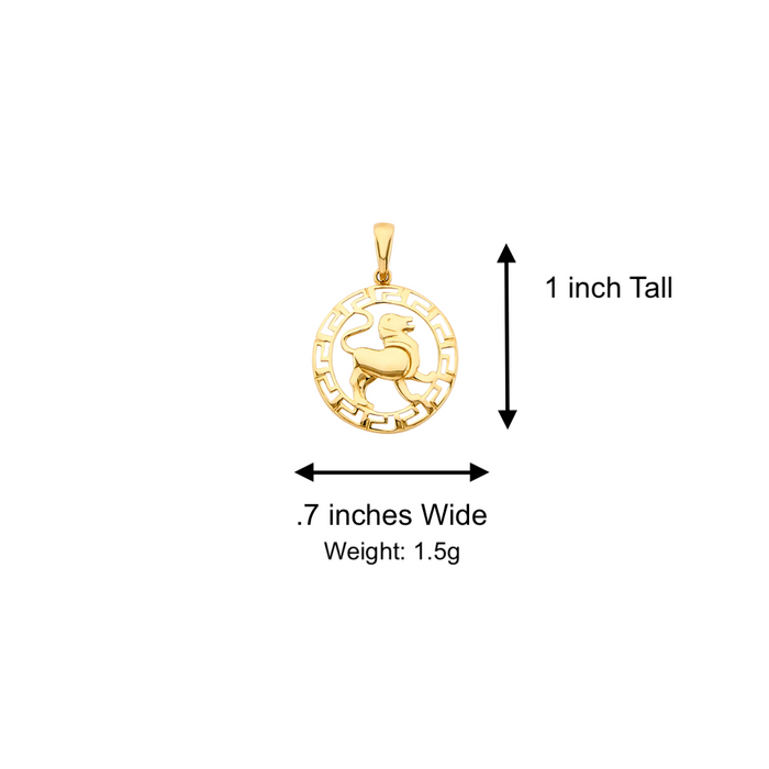 14k Leo Zodiac Sign Gold Pendant with Solid Chain - LE-3036