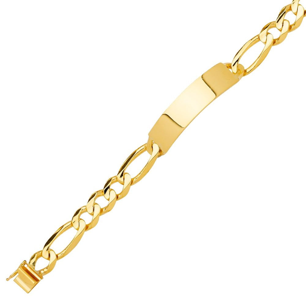 14k Gold Men's ID Bracelet – Customizable Name Plate - Raised Lettering - 5mm Figaro Link Chain main image 1