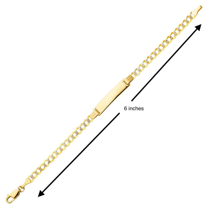 14k Kids Cuban Pavé Link Gold ID Bracelet with Gold Name Overlay - LE-0234