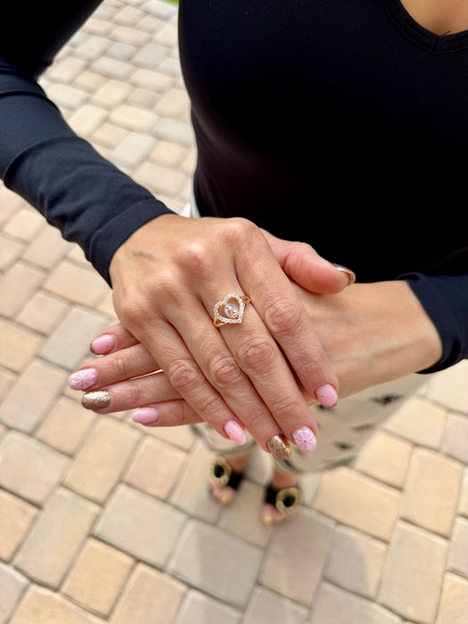 14k Gold Virgin Mary Heart Gemstone Ring - LE-0621