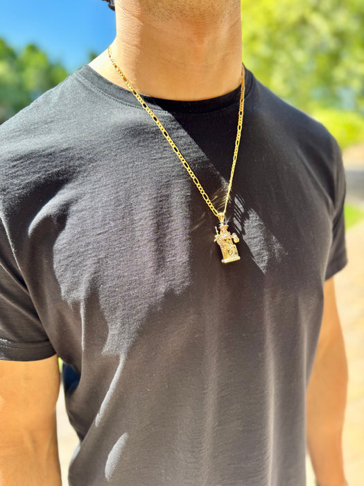 14k Gold Santo Nino de Atocha 3D Full Body Pendant with Solid Figaro Chain - LE-3189