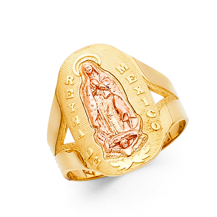 14k Gold Virgin Mary Reyna De Mexico Guadalupe Ring - LE-1758