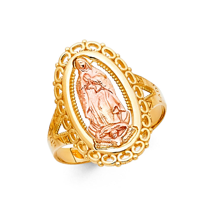 14k Gold Virgin Mary Guadalupe Oval Ring - LE-1764